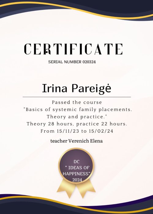 Sertifikatas - Likimo Matrica